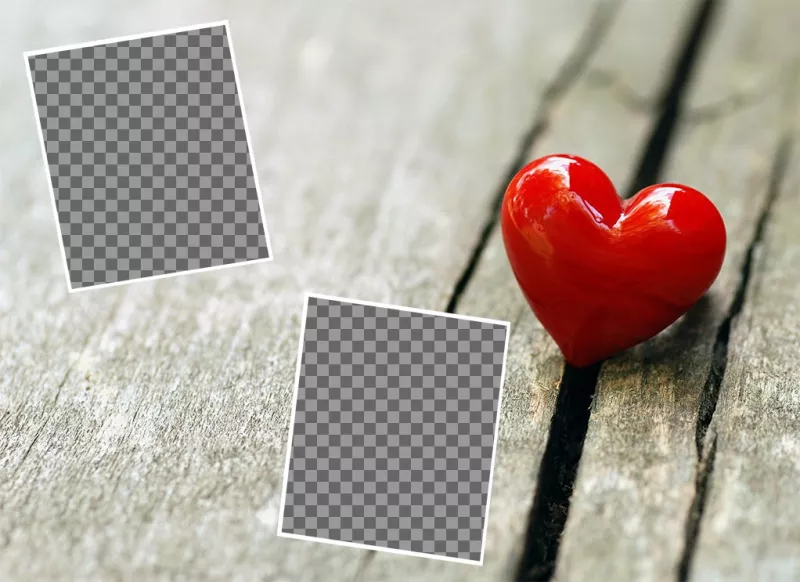 Photo effect to put two pictures of love with a heart ..