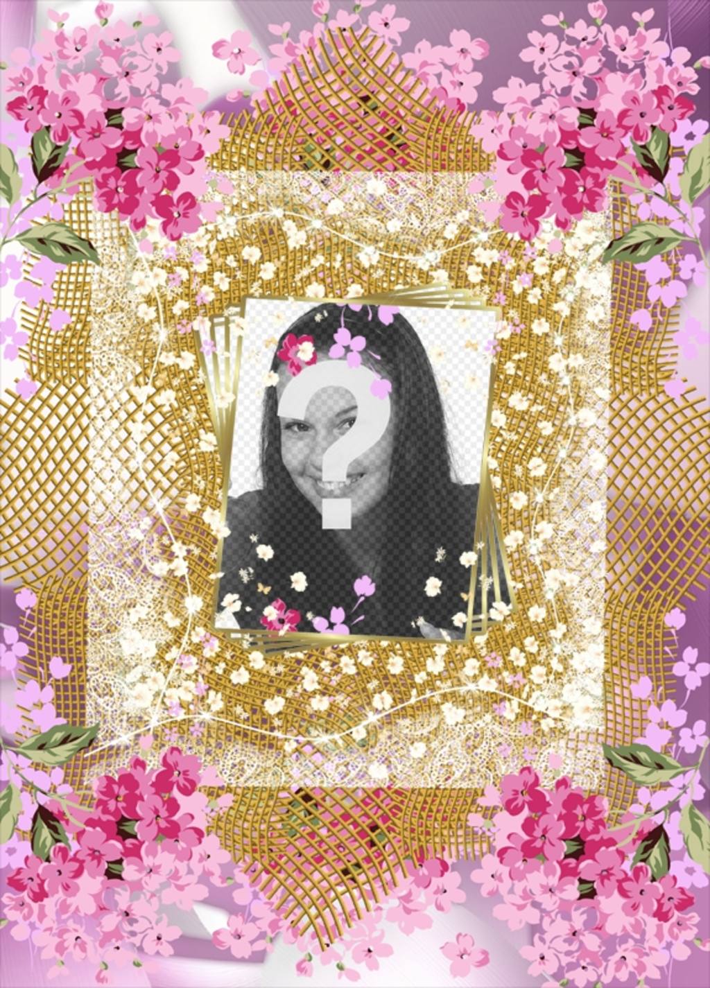 Frame with many flowers to decorate your photos online ..