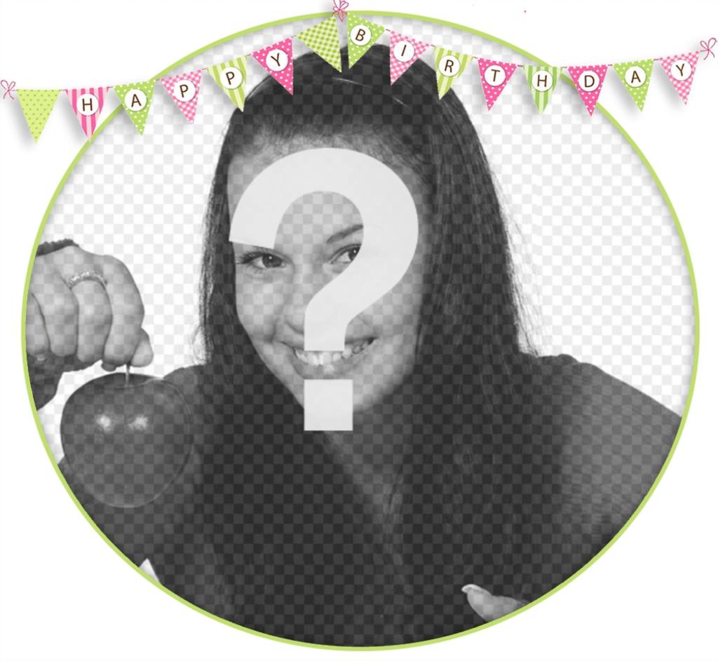 Editable frame to decorate your photos with pennants of HAPPY BIRTHDAY ..